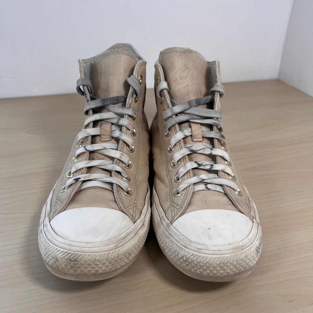Converse Chuck Taylor All Star Women 9.5 Beige Leather High Top A03734C - Picture 2 of 10